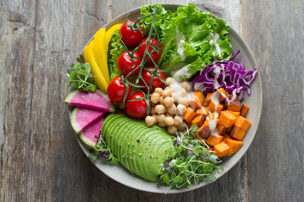 Vegetais coloridos em uma refeição